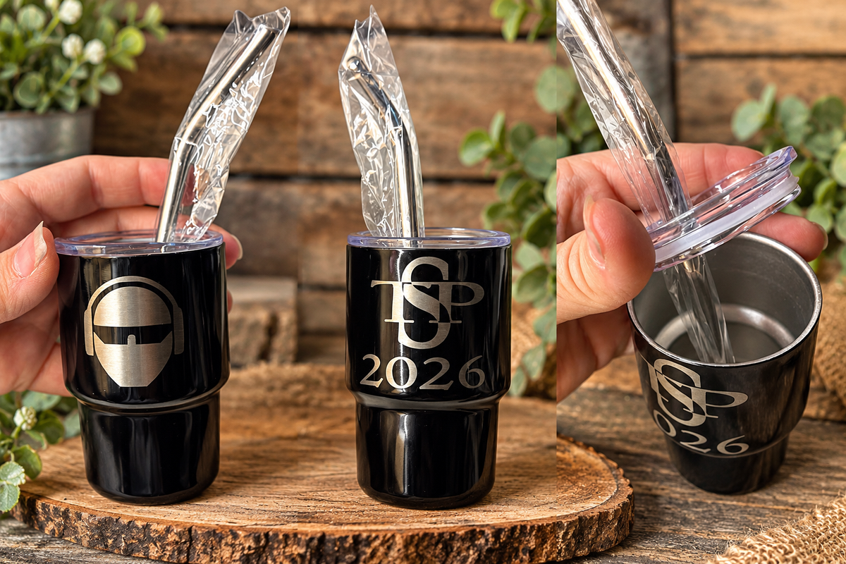 *TSP LOGO* Mini Tumbler Shot Glass – 3 oz Stainless Steel
