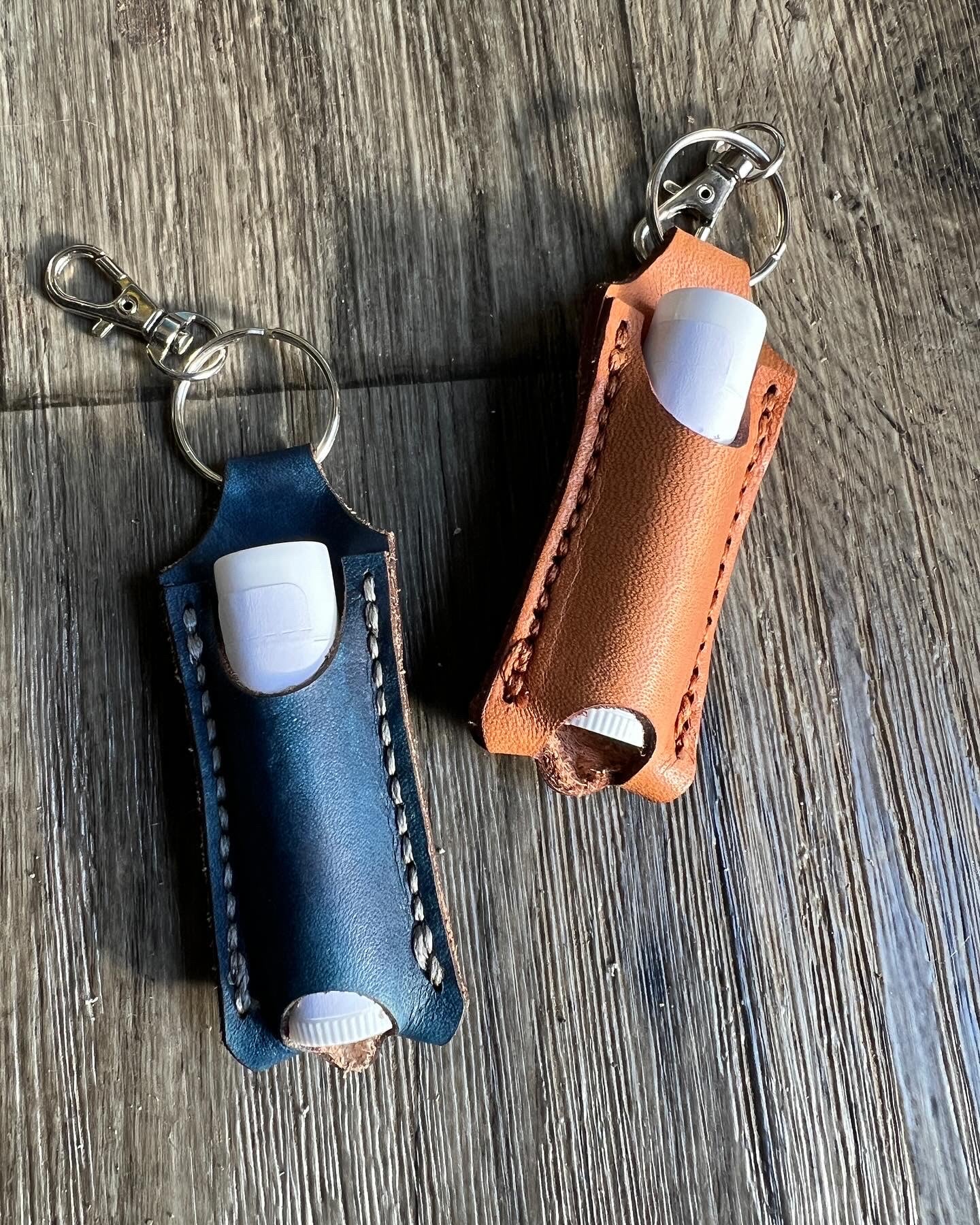 Faux Leather Pucker Keeper Holder Keychain