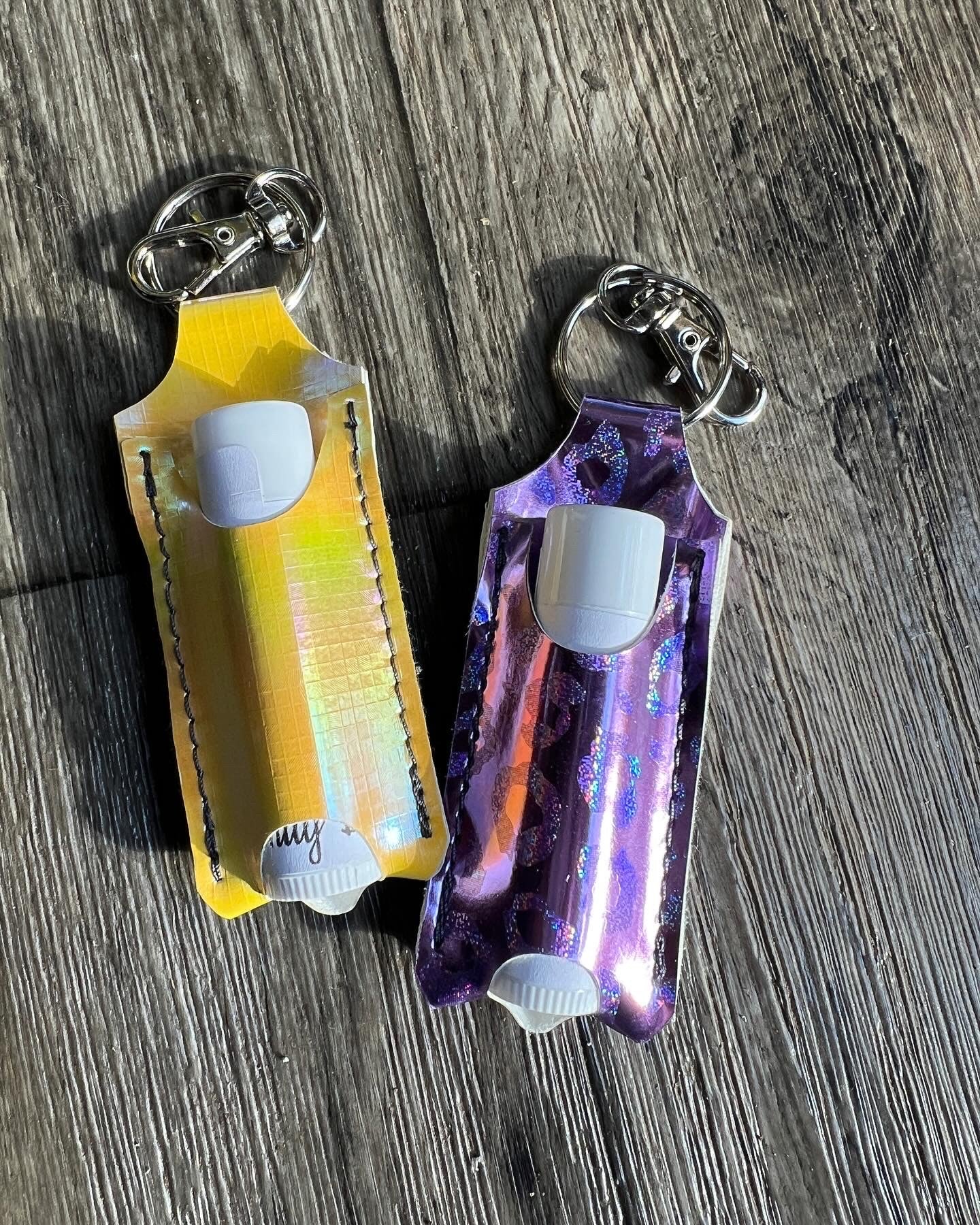 Faux Leather Pucker Keeper Holder Keychain